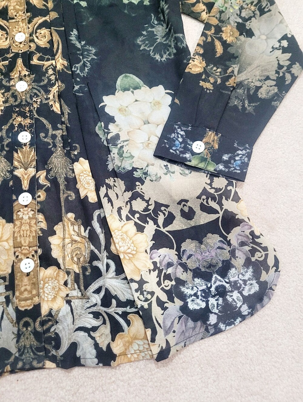 Soft Surroundings Sheer Floral Baroque Tunic Blouse Womens Size Small Boho New - Picture 12 of 14